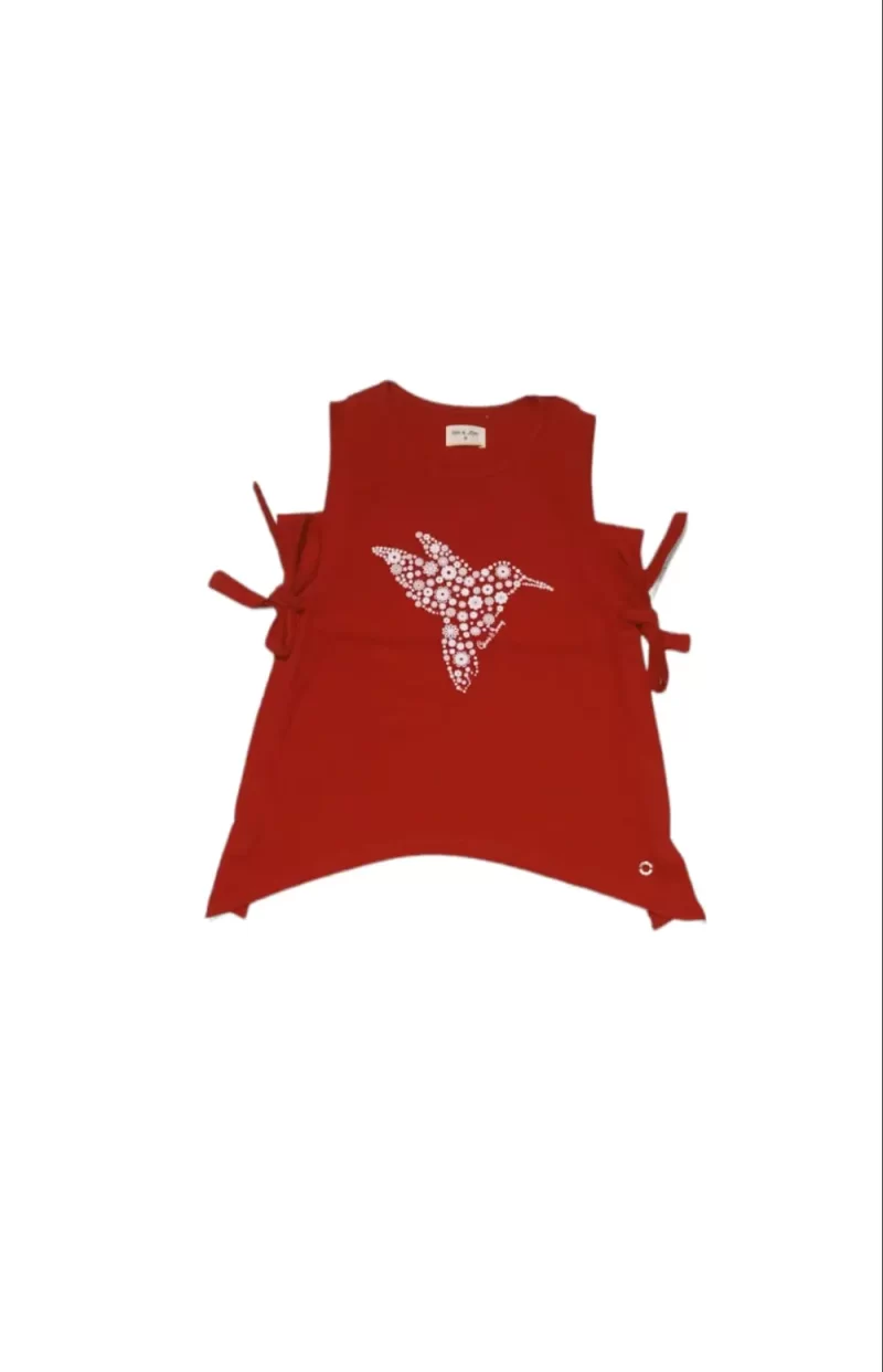 Gini & Jony Girls Red Solid Cotton Sleeveless Knits Top