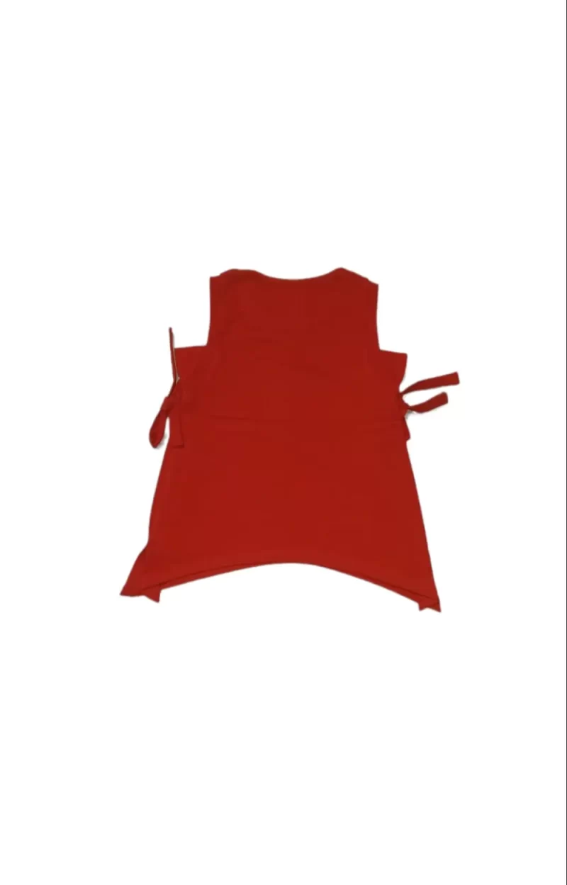 Gini & Jony Girls Red Solid Cotton Sleeveless Knits Top