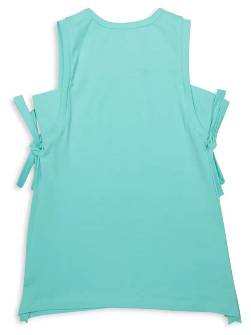 Gini & Jony Girls Green Solid Cotton Sleeveless Knits Top