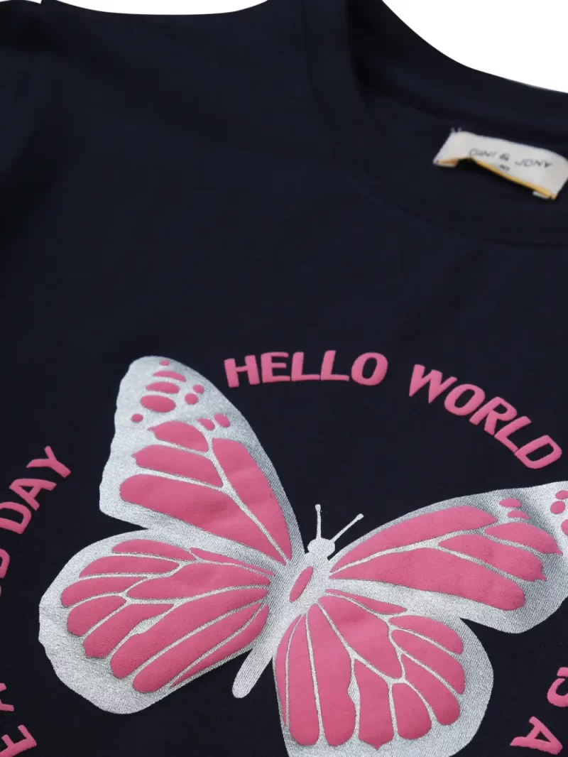 Gini & Jony Girls Yellow Solid Cotton Half Sleeves Knits Top