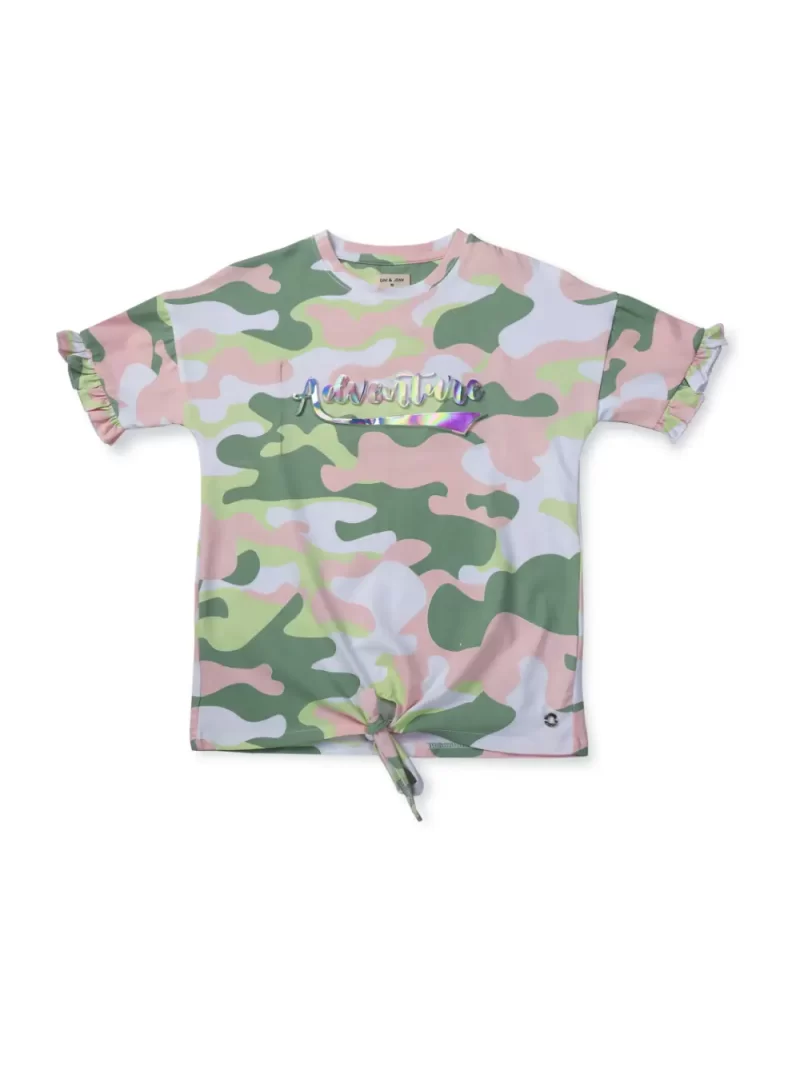 Gini & Jony Girls Yellow Solid Cotton Half Sleeves Knits Top