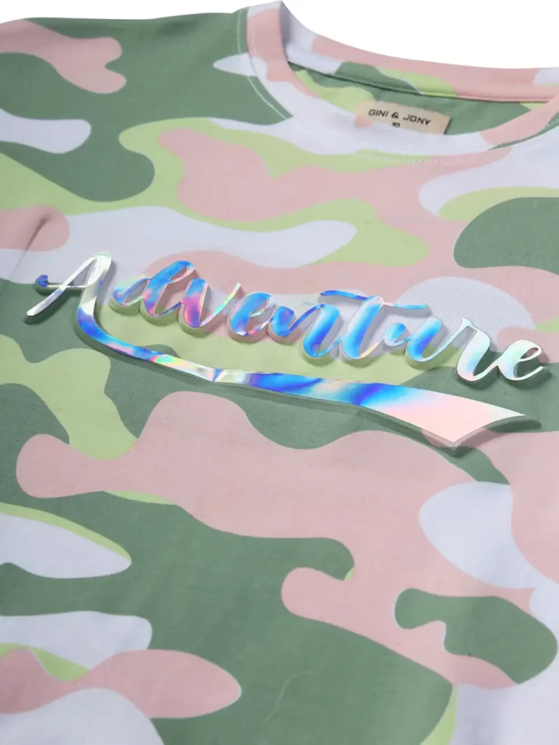 Gini & Jony Girls Yellow Solid Cotton Half Sleeves Knits Top