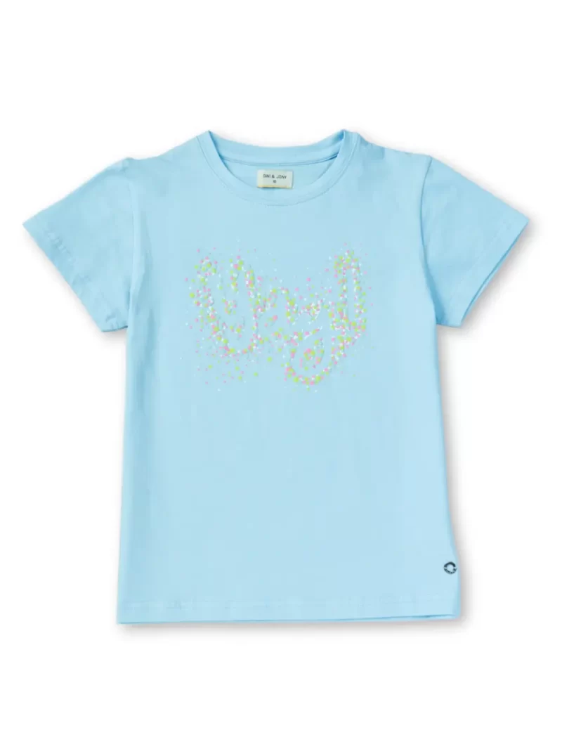 Gini & Jony Girls Pink Solid Cotton Half Sleeves Knits Top