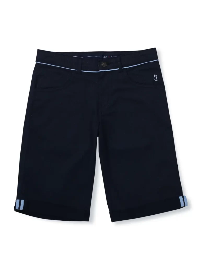 Gini & Jony Boys Blue Printed Cotton Bermuda Fixed Waist
