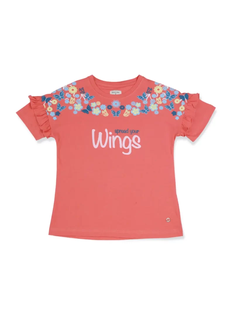 Gini & Jony Girls Pink Solid Cotton Half Sleeves Knits Top