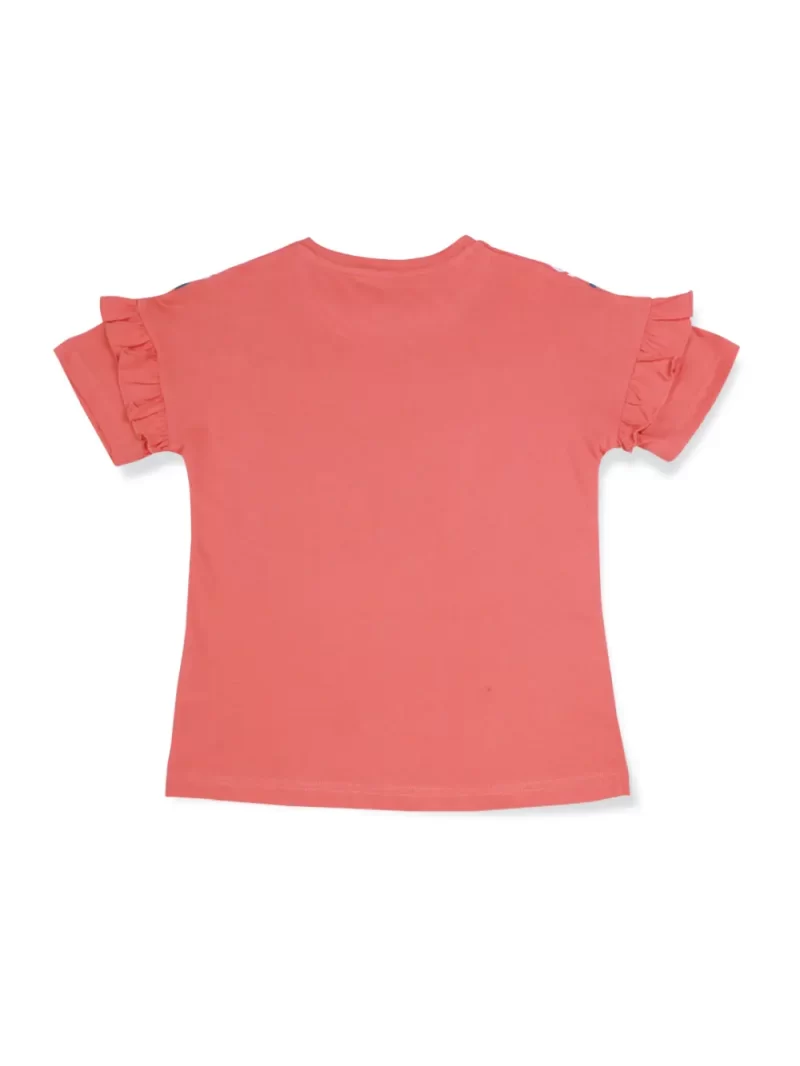 Gini & Jony Girls Pink Solid Cotton Half Sleeves Knits Top