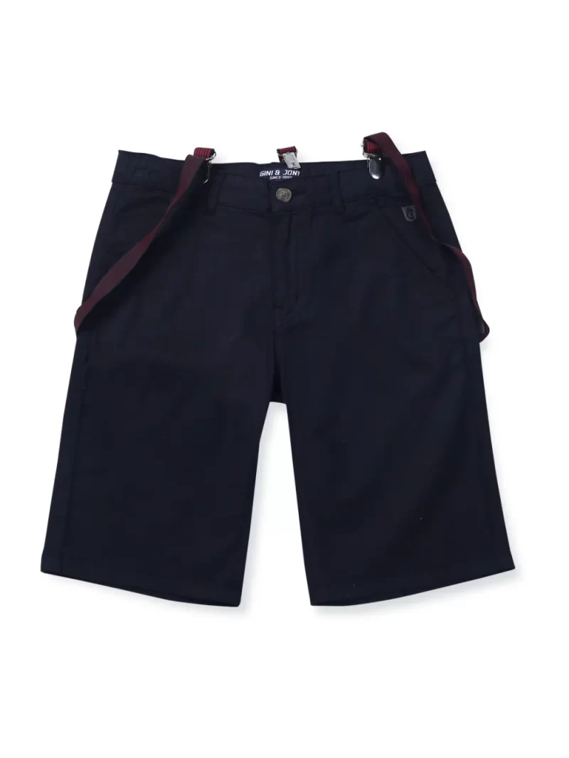 Gini And Jony Boys Black Solid Cotton Bermuda Fixed Waist