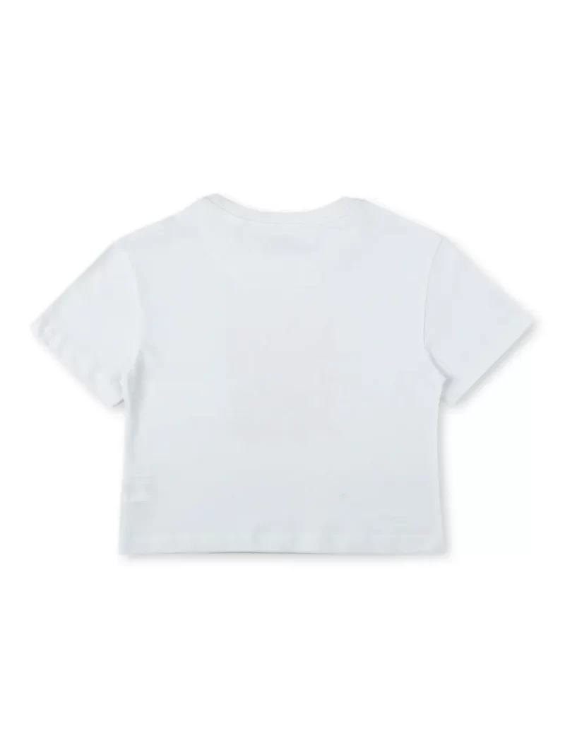 Gini & Jony Girls White Solid Cotton Half Sleeves Knits Top