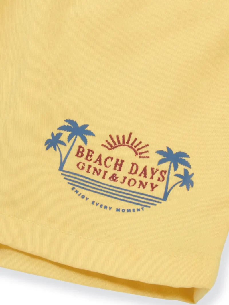 Gini And Jony Boys Yellow Printed Cotton Bermuda Elasticated