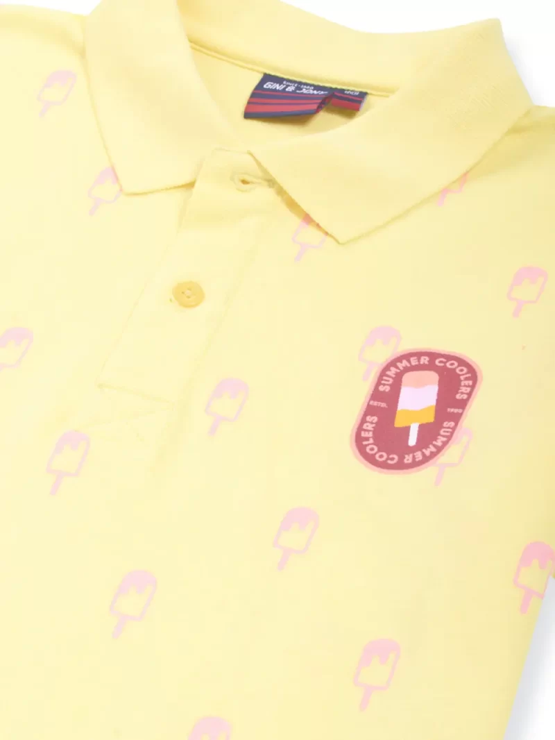 Gini & Jony Boys Red Colourblock Knits Half Sleeves Polo T-Shirt