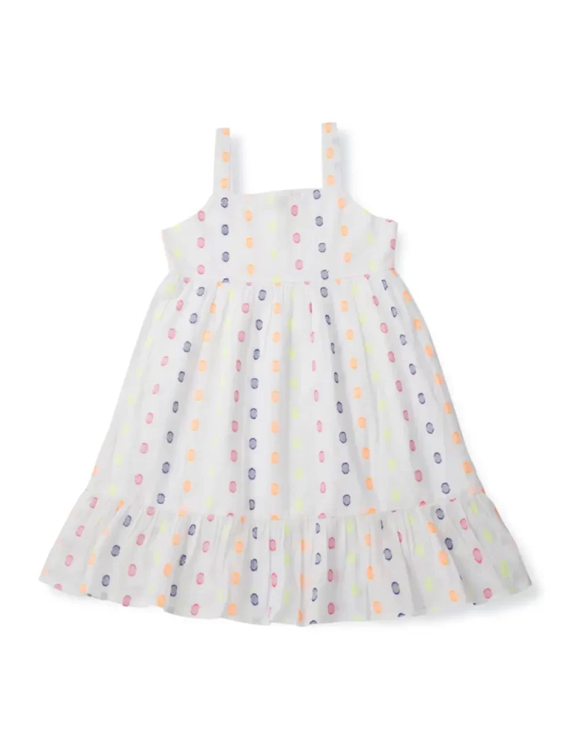 Gini & Jony Girls White Printed Cotton Dress Sleeveless