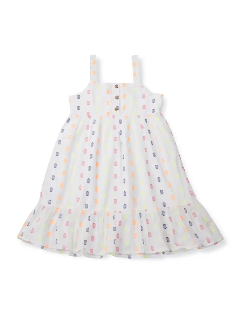 Gini & Jony Girls White Printed Cotton Dress Sleeveless