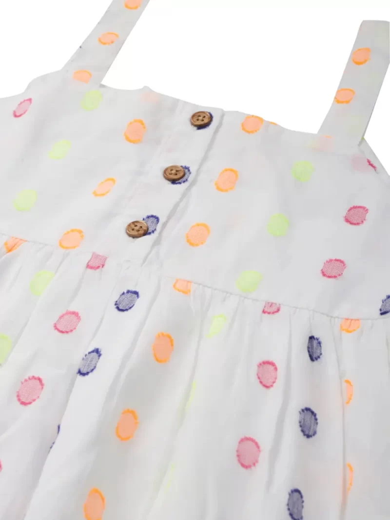 Gini & Jony Girls White Printed Cotton Dress Sleeveless