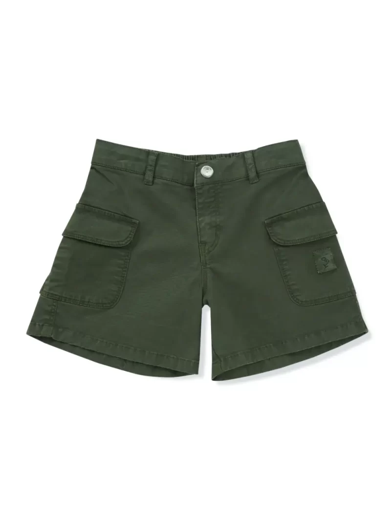 Gini And Jony Girls Green Solid Cotton Shorts Elasticated