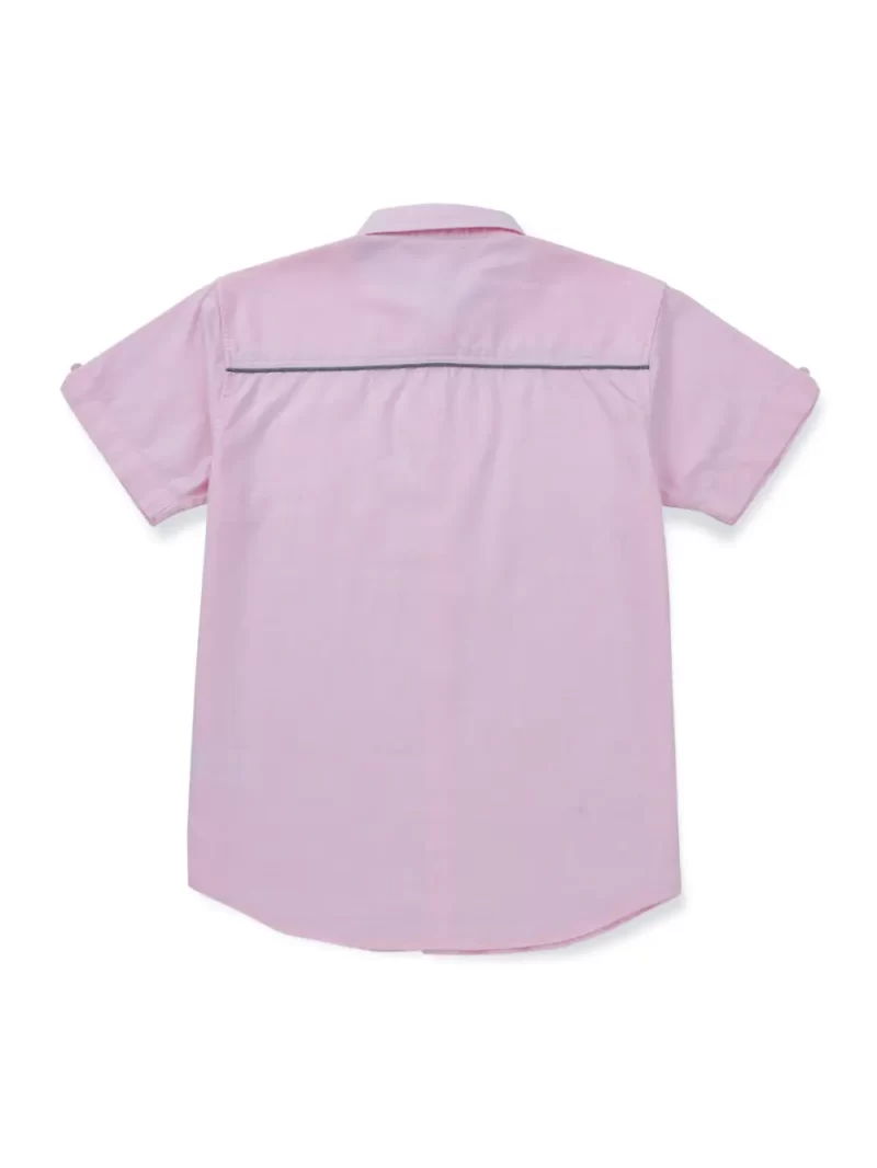 Gini And Jony Boys Pink Solid Cotton Shirt Half Sleeves