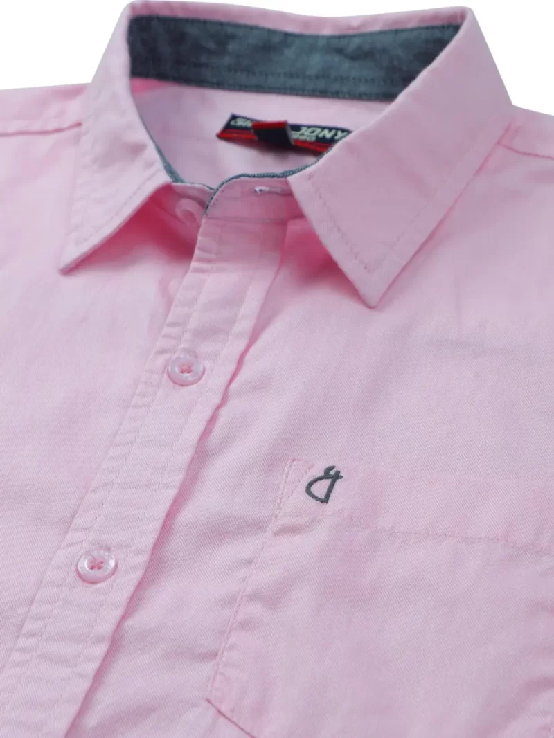 Gini And Jony Boys Pink Solid Cotton Shirt Half Sleeves
