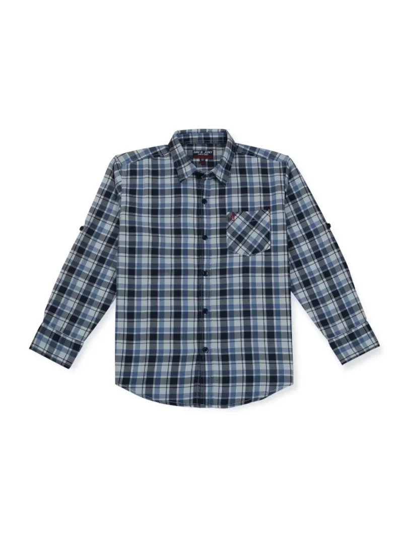 Gini & Jony Boys Blue Checks Cotton Full Sleeves Shirt