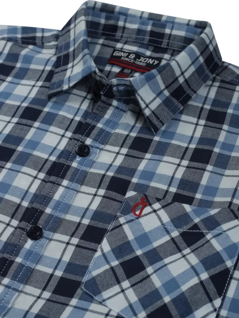 Gini & Jony Boys Blue Checks Cotton Full Sleeves Shirt