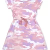 Gini And Jony Girls Pink Camouflage Cotton Dress Half Sleeves