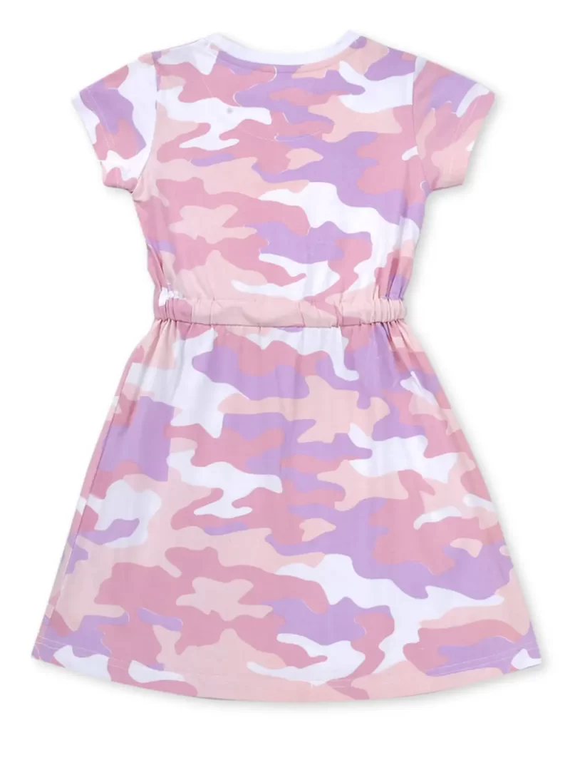 Gini And Jony Girls Pink Camouflage Cotton Dress Half Sleeves