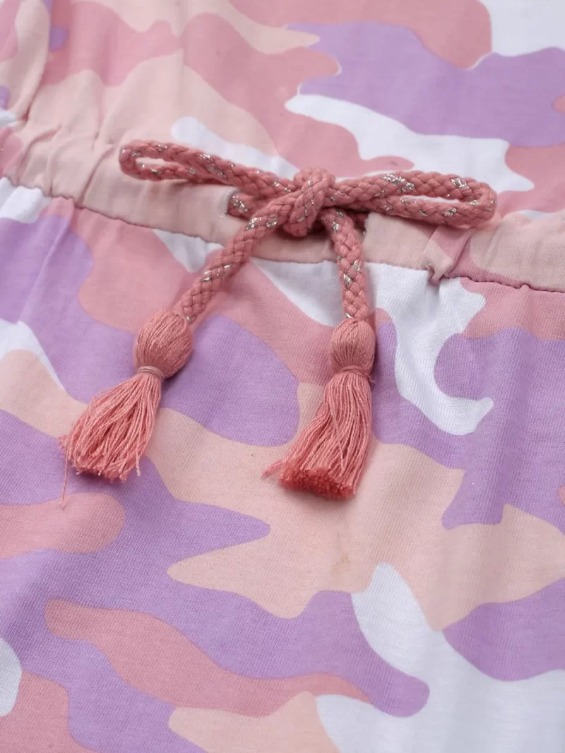 Gini And Jony Girls Pink Camouflage Cotton Dress Half Sleeves