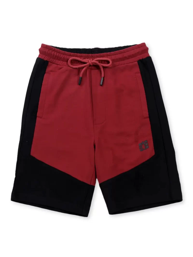 Gini And Jony Boys Maroon Colour Block Cotton Bermuda Elasticated
