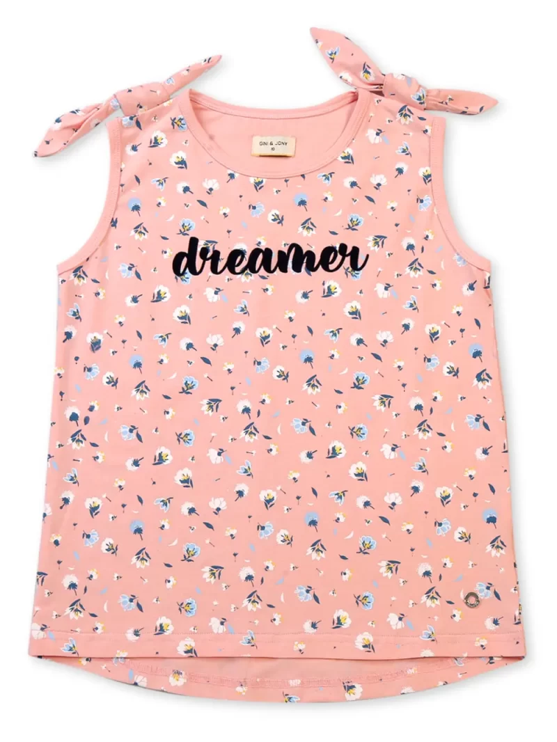 Gini & Jony Girls Printed Cotton Sleeveless Knits Regular Fit Top