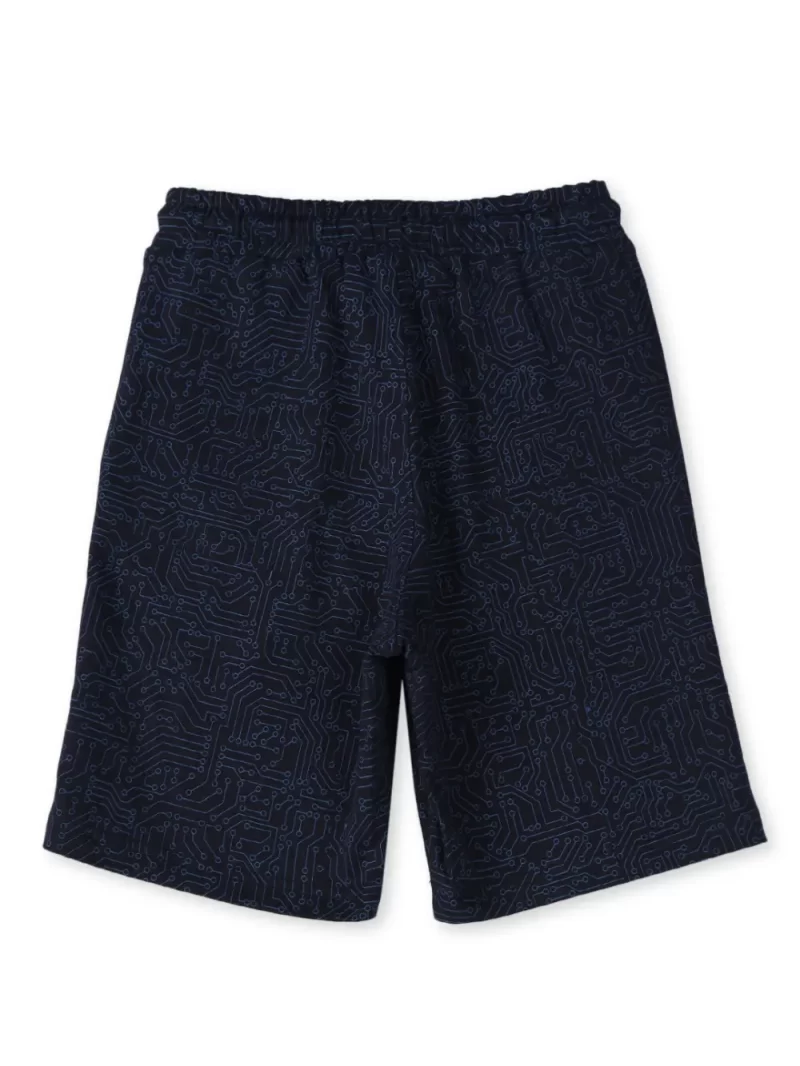 Gini And Jony Boys Navy Blue Printed Cotton Bermuda Elasticated