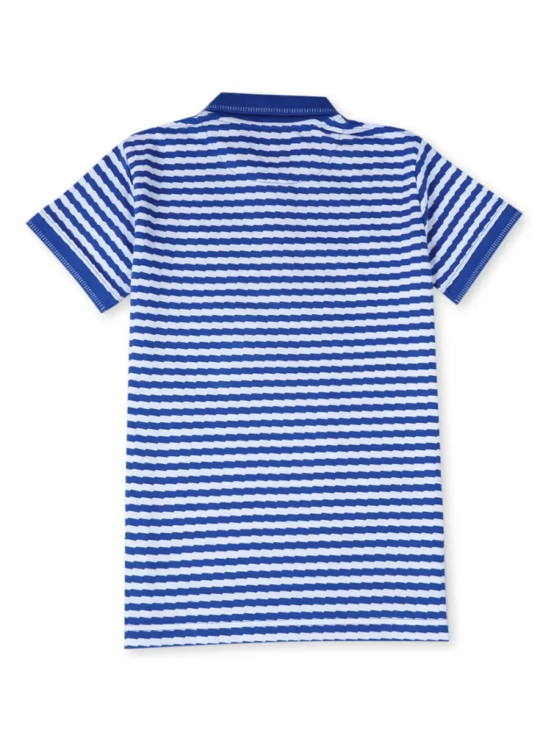 Gini & Jony Boys Blue Stripes Cotton Half Sleeves Polo T-Shirt
