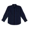 Gini And Jony Boys Navy Blue Stripes Cotton Shirt Half Sleeves