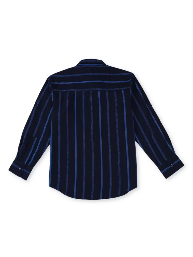 Gini And Jony Boys Navy Blue Stripes Cotton Shirt Half Sleeves