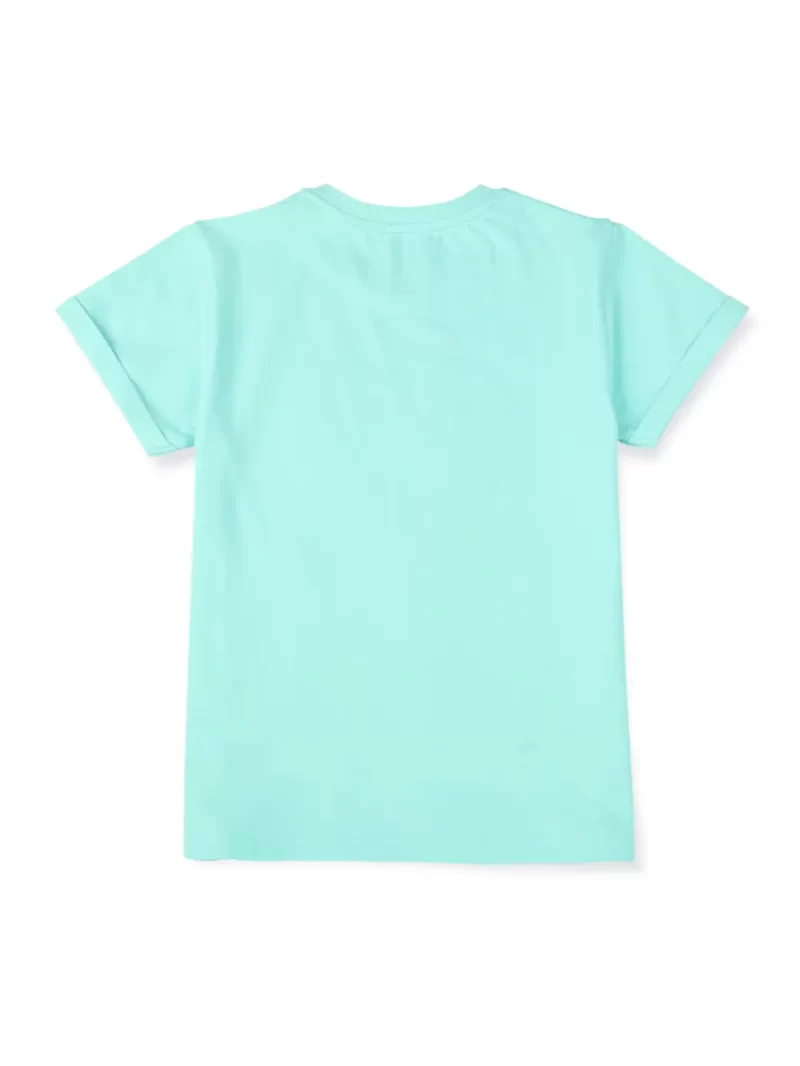 Gini & Jony Girls Blue Solid Cotton Half Sleeves Knits Top