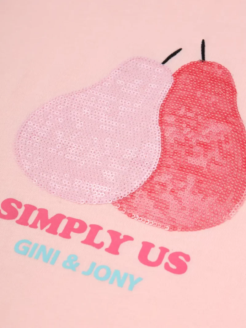 Gini & Jony Girls Pink Solid Cotton Half Sleeves Knits Top