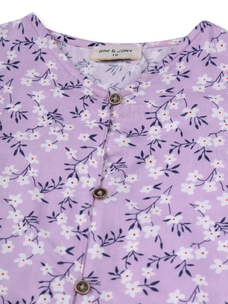 Gini & Jony Girls Yellow Printed Cotton Sleeveless Woven Top