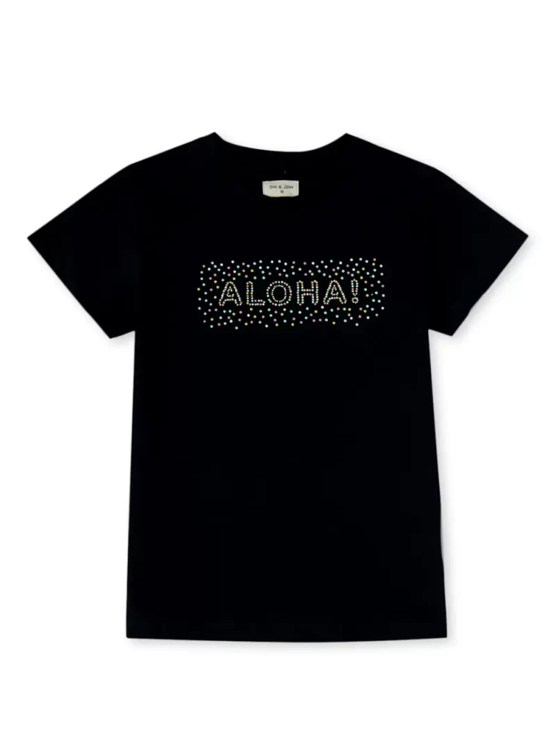 Gini And Jony Girls Black Printed Cotton Knits Top Half Sleeves