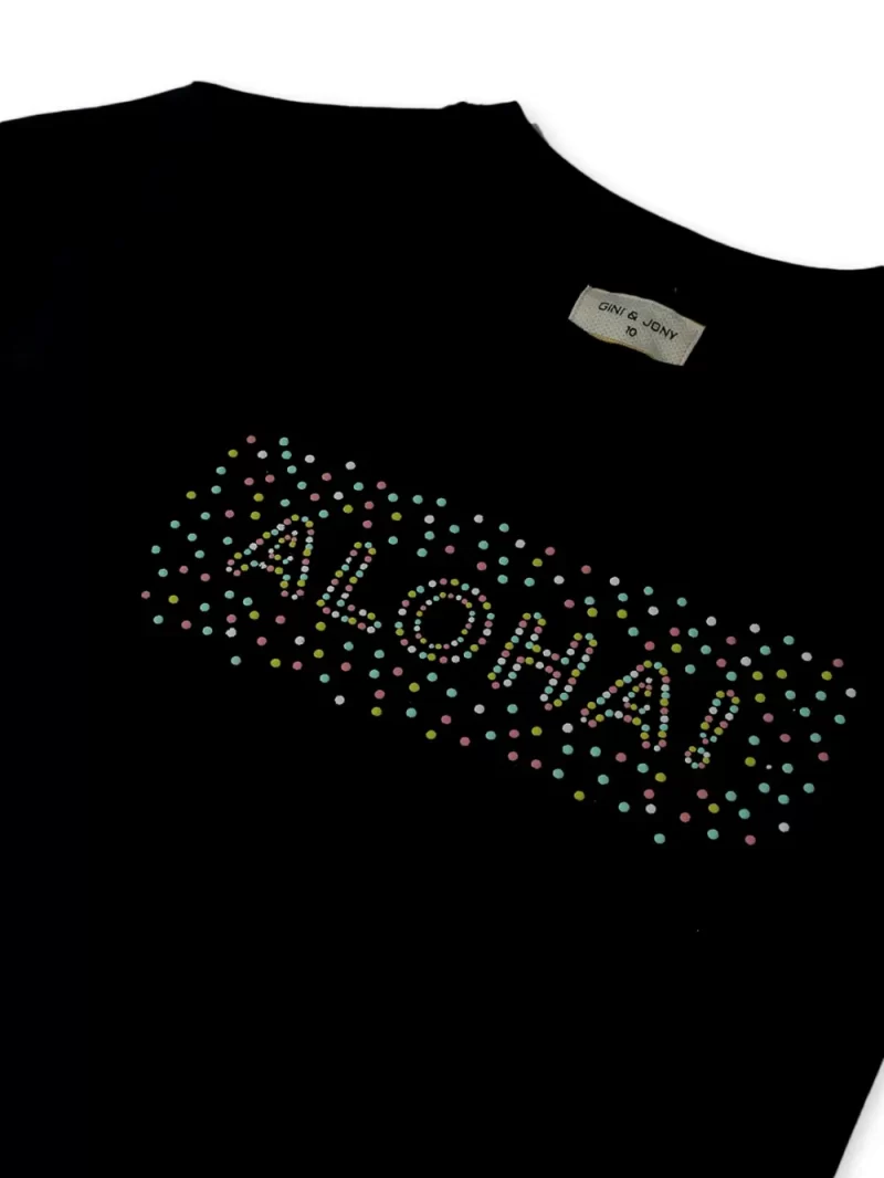 Gini And Jony Girls Black Printed Cotton Knits Top Half Sleeves