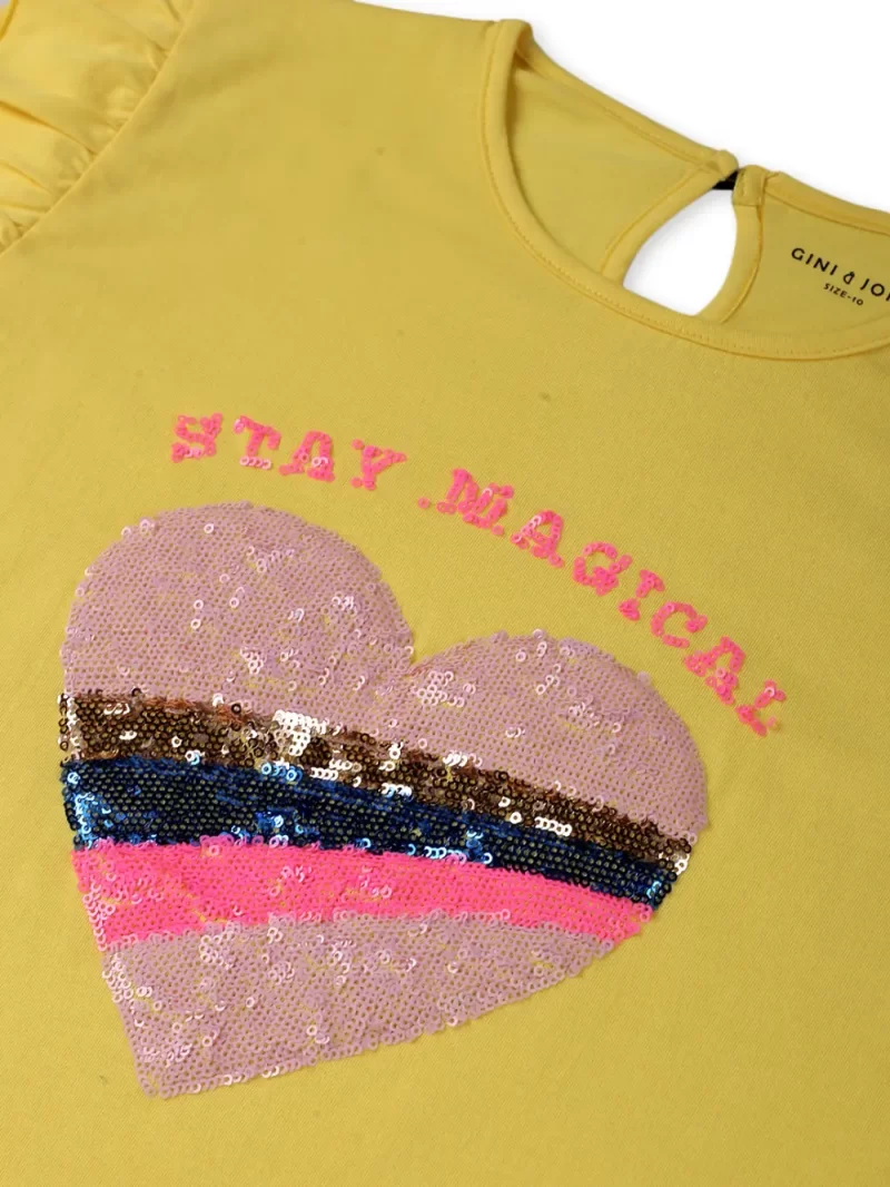 Gini & Jony Girls Orange Camouflage Knits Half Sleeves Knits Top