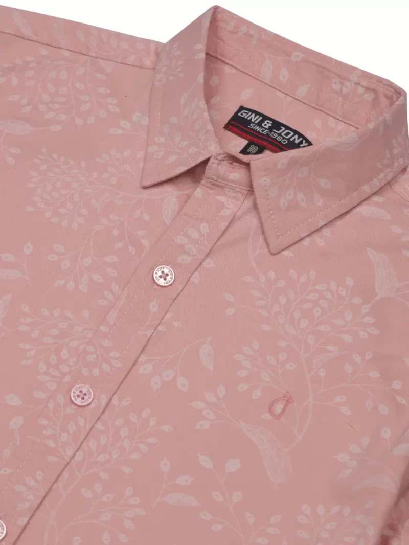 Gini & Jony Boys Pink Printed Cotton Half Sleeves Shirt