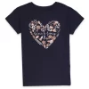 Gini And Jony Girls Navy Blue Printed Cotton Half Sleeves Knits Top