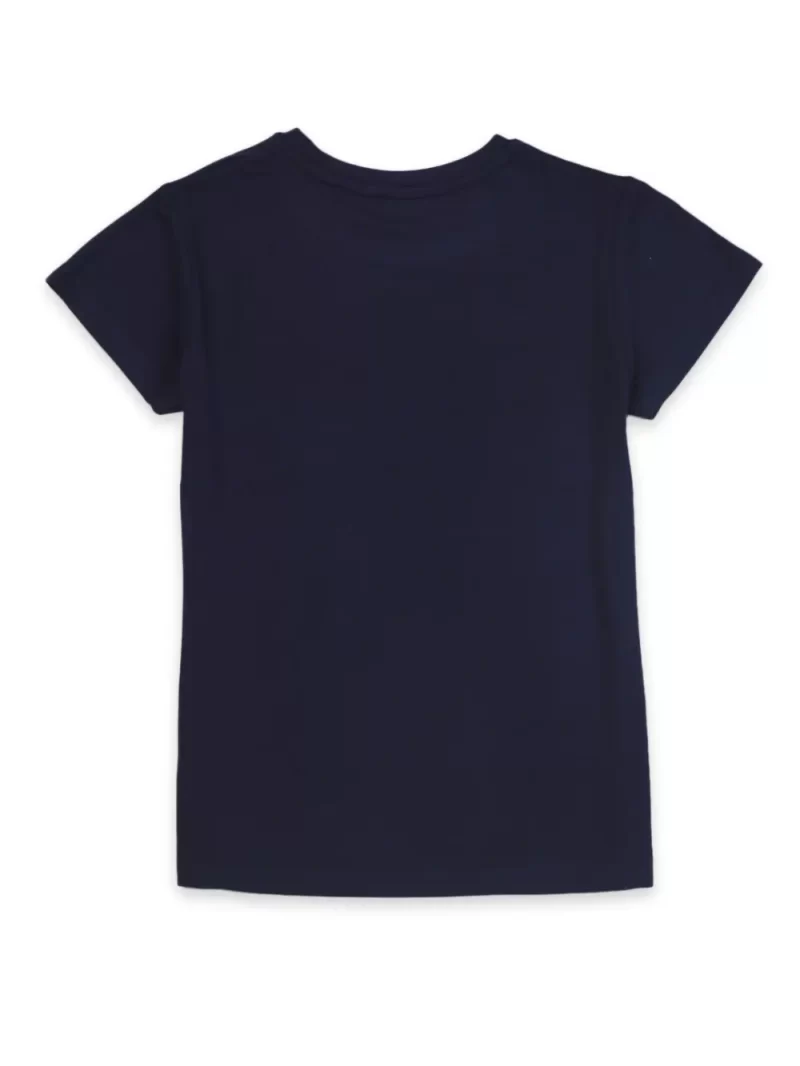 Gini And Jony Girls Navy Blue Printed Cotton Half Sleeves Knits Top
