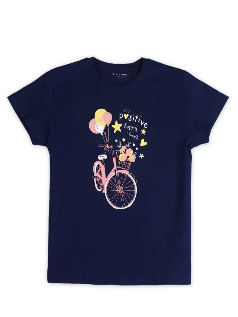 Gini And Jony Girls Multicolor Printed Cotton Half Sleeves Knits Top