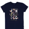 Gini And Jony Girls Navy Blue Printed Cotton Half Sleeves Knits Top