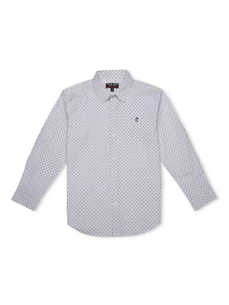 Gini And Jony Boys White Printed Cotton Full Sleeves Shirt