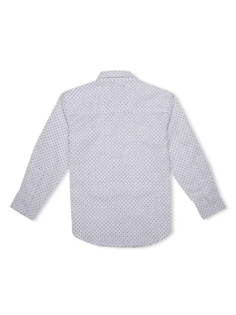 Gini And Jony Boys White Printed Cotton Full Sleeves Shirt