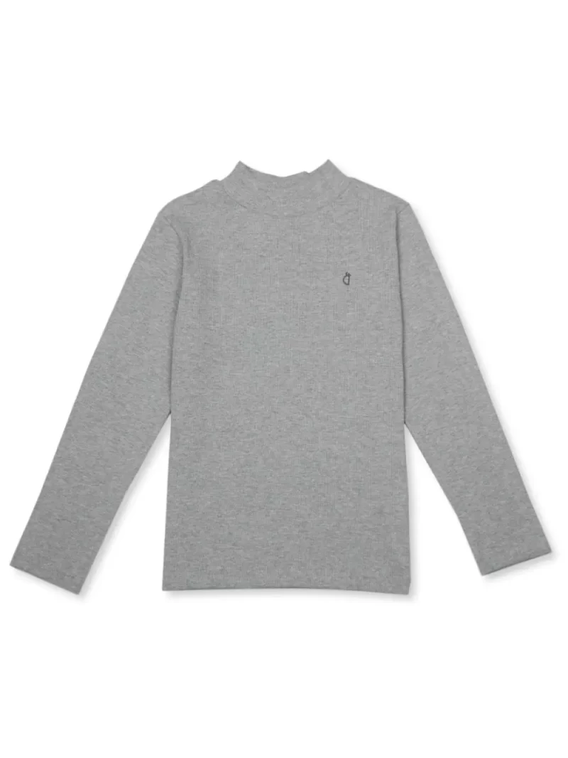 Gini And Jony Girls Grey Solid Cotton Skivvy Full Sleeves 9-10 Years