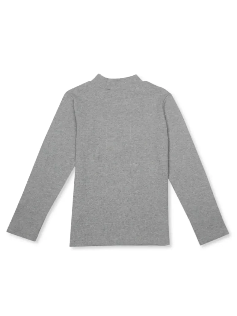 Gini And Jony Girls Grey Solid Cotton Skivvy Full Sleeves 9-10 Years