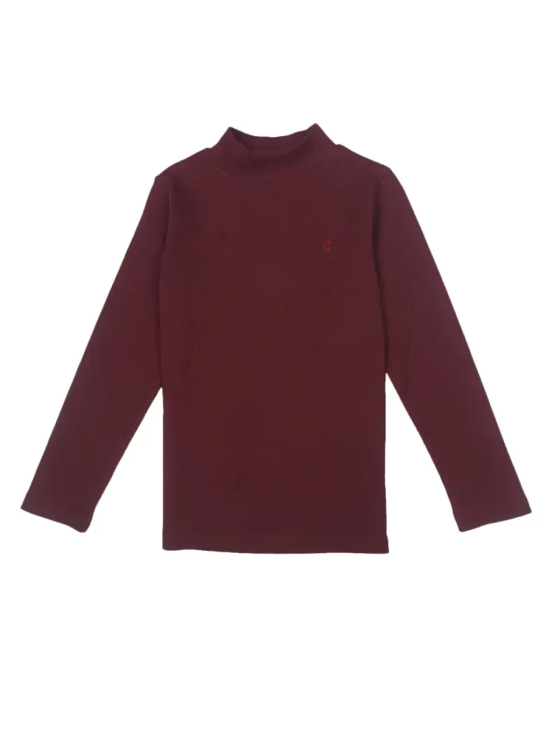 Gini And Jony Girls Maroon Solid Cotton Skivvy Full Sleeves 9-10 Years