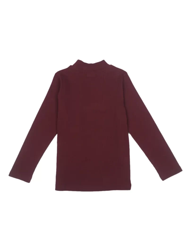 Gini And Jony Girls Maroon Solid Cotton Skivvy Full Sleeves 9-10 Years