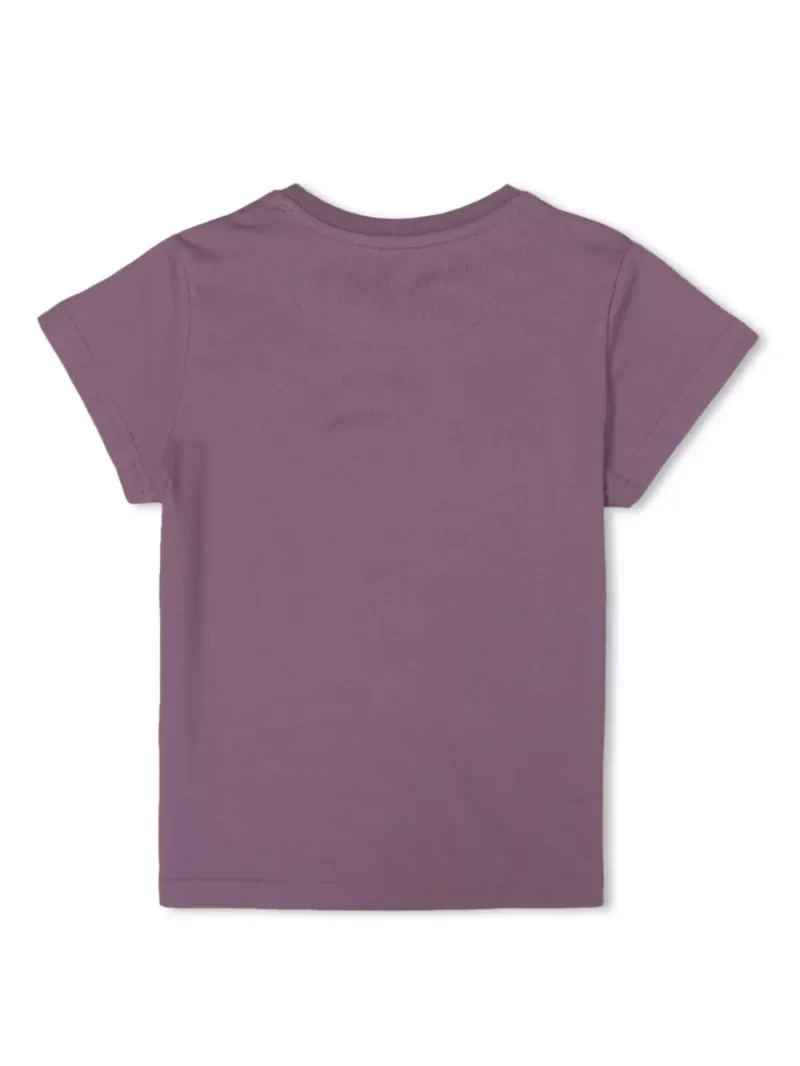 Gini And Jony Girls Purple Printed Cotton Half Sleeves Knits Top