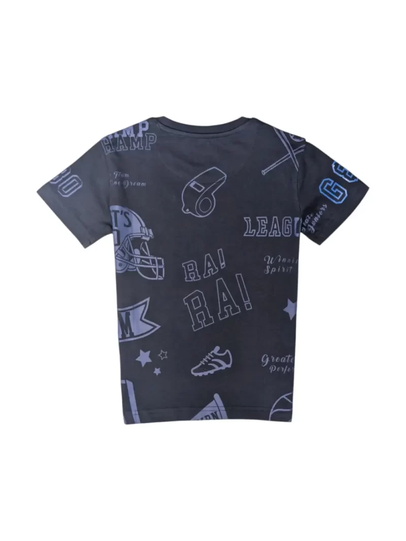 Gini And Jony Boys Navy Graphic Print Cotton T-Shirt Half Sleeves